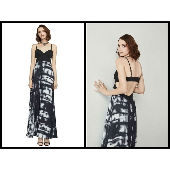 💕BCBGMAXAZRIA Bralette Cutout Tie-Dye Maxi Dress - Picture 1 of 8